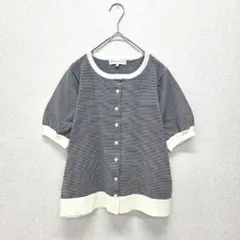 シーズンリーズン トップス カットソー カーディガン 白黒 ボーダー M