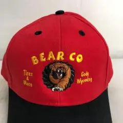 【アメリカ買付品】キャップ　6パネルキャップ　刺繡ロゴ　BEAR CO　熊　赤