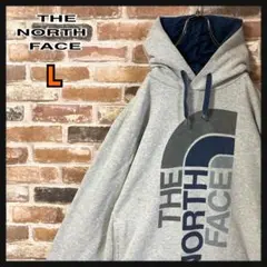 《人気》ザノースフェイス　パーカー　ビックロゴ　ビックシルエット　グレー　L
