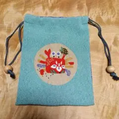 刺繍動物モチーフ 巾着袋