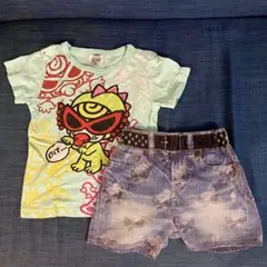 hysteric mini Tシャツとデニムショートパンツセット 95cm