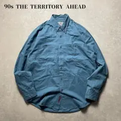 90sTHETERRITORYAHEAD ボタンダウンワークシャツ長袖ブルーBD