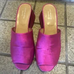 【美品】DRIES VAN NOTEN ミュール サンダル 38.0 DRIES VAN NOTEN メタリックティンセル ウェッジミュール | NET