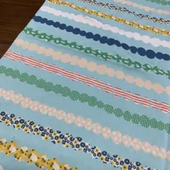 ドットボーダー柄　プリント　エメグリーン　オックス生地　108cm×45cm
