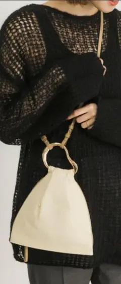 ルベルニ　リングミニ ショルダーバッグ　М　革　ベージュ