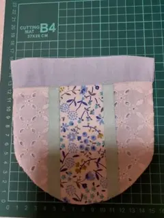 花柄の薄水色巾着袋
