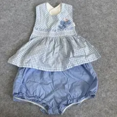 水色チェック柄スタイ&ブルマセット