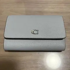 コーチ coachグレー レザー 二つ折り財布 Cロゴ