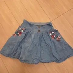 刺繍入りデニムスカート　スカッツ