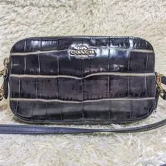 極美品✨ コーチ 型押し ダブルファスナー 2way ショルダーバッグ ネイビー