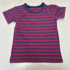 キッズ　赤と青のストライプ Tシャツ 120