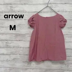 【arw】アロー　ブラウス　スモック（M）ギンガムチェック　レッド　後ろボタン♡