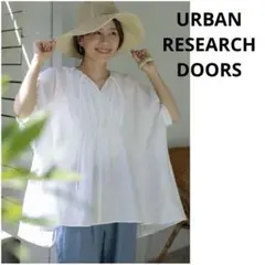 URBAN RESEARCH DOORS リネンギャザーブラウス