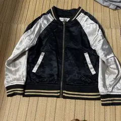 H&M サテン風 ジップアップジャケット 黒/白