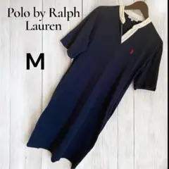 Polo by Ralph Lauren コットン半袖ワンピースネイビー M
