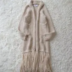 eimy istoire アルパカ ロング フリンジ ニットカーディガン F