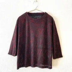 ☆Tシャツ カットソー 7分袖 総柄 透け感 M相当