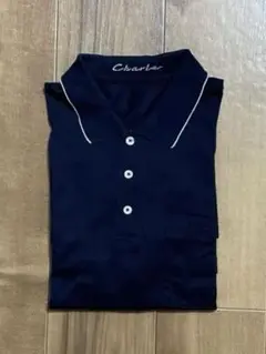 Charlie シャルレ ロゴ入り ネイビー 濃紺 ポロシャツ　半袖　メンズ　M