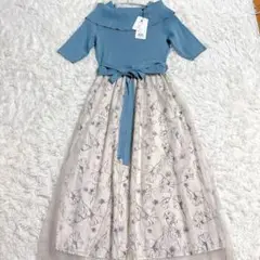 新品【INDEX】フラワーチュールドッキングワンピース　Mサイズ　定価8250円