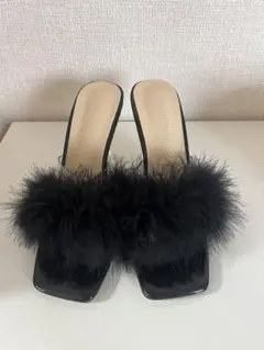 最終お値下げ★ファー付きブラックミュール♪