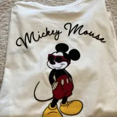 ミッキーマウス　フロッキーTシャツ　半袖　Disney ホワイト　M