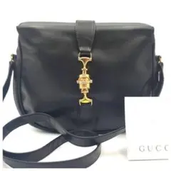 【極美品】 OLD GUCCI ショルダーバッグ ホースビット 黒 オールレザー