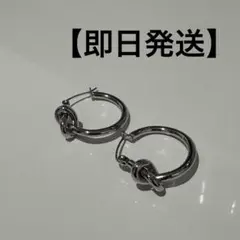 【即日発送】ノットフープピアス シルバー セリーヌ好きの方 ステンレス