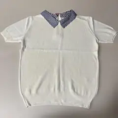 バーニーズニューヨーク ストライプ襟 ニット 半袖BARNEY NEW YORK