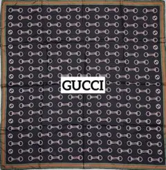 ★GUCCI★ グッチ スカーフ インターロッキング チェーン シルク ブラック