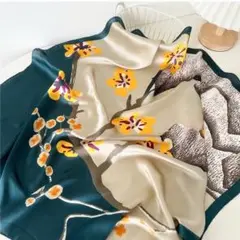 【売れ筋商品】レディース スカーフ　シンプル　高級感　黄色　花　おしゃれ 上品