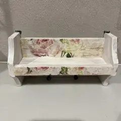 花柄デコレーション 木製ミニベンチ