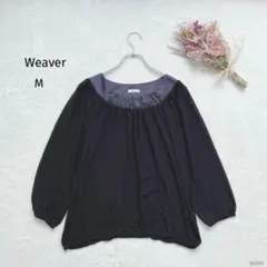 ウィーバー| 7分袖カットソー【M】シフォン 透け感 クルーネック 大人可愛い