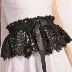 レースフリル黒ベルト　ペプラム太ベルト