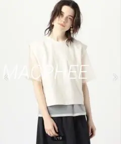 MACPHEE シアーコンビ ハーフスリーブプルオーバー　アイボリー