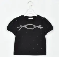 evelyn バイカラーリボンTシャツ　ブラック