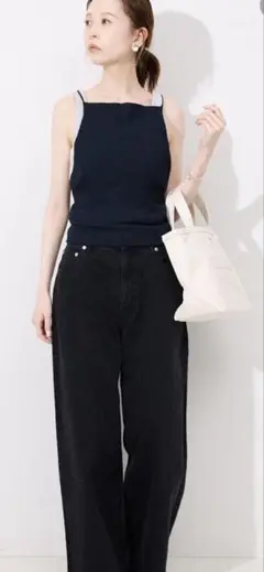 バックオープンリブニットキャミ
