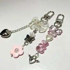 ピンクリボンハートくまビーズキーホルダーy2k推し活コレクトブックkpopセット