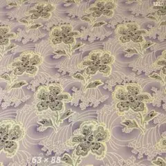 1220 プリント 生地 渋パープル色 花イラスト パッチワーク