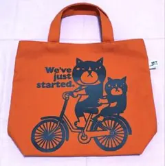 TETSUO 高原鉄男　猫　自転車　トートバッグ　オレンジ　手提げバッグ