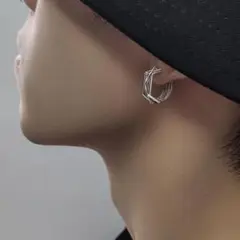 【残り僅か】ピアス　両耳　シルバー　フープ　ストリート　リング　メンズ