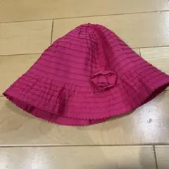 マゼンタ ストライプ フラワー　装飾 帽子　ピンク　58cm キッズ　女の子