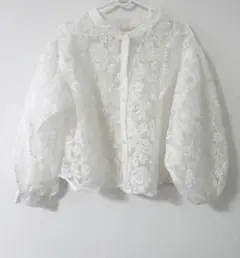 花柄レース バルーンシャツ