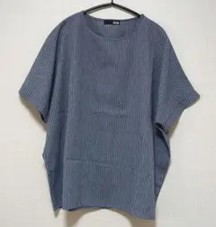オーバーサイズシャツ チュニック グレー ストライプ Ｆサイズ