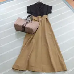 ❥Sale❥　切り替えロングワンピース　 ハイウエストデザイン
