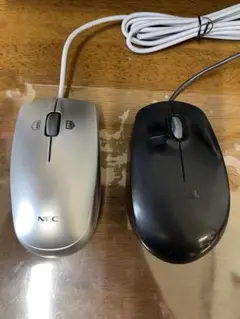 NEC シルバー マウス & DELL ブラック マウス