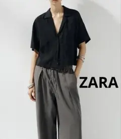 今期・ZARA・ザラ・ポケット付きフルイドシャツ・S