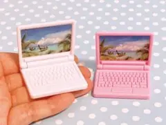 ミニチュア のノートパソコン2個セット ドールハウス デコパーツ