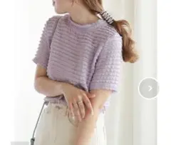 美品【Bab】 総フリル 半袖Tシャツ M ラベンダー