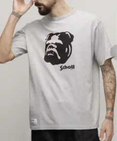 Schott（ショット）"ステンシル ブルドッグ" ヘザーTシャツ／犬柄Tシャツ