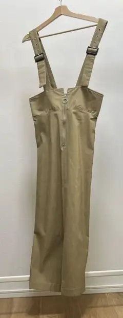 お値下げしました。ベージュ ジッパー付き サロペット タイトスカート